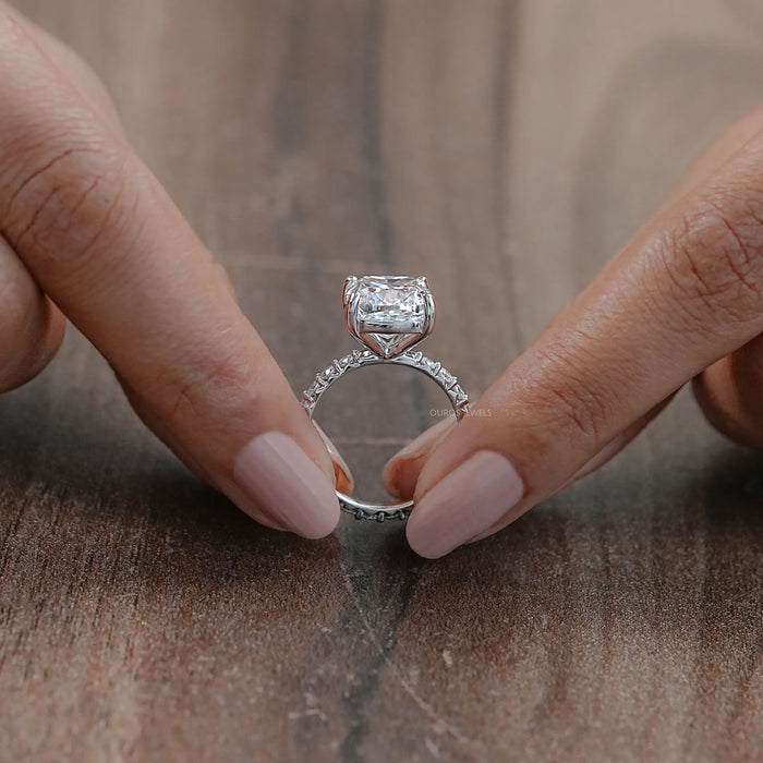 Square Cushion Lab Diamond Eternity Engagement Ring