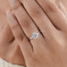 igi certified cushion cut lab diamond engagement ring on model's hand