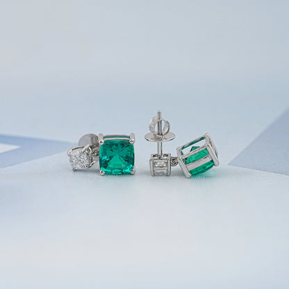 Green Cushion Gemstone Drop Earrings Earrings