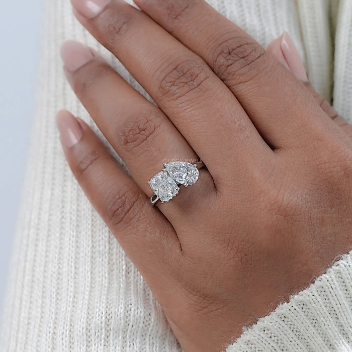 Pear And Cushion Cut Hidden Halo Toi Moi Ring