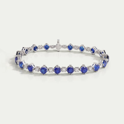 Alternating Cushion Sapphire and Diamond Link Bracelet