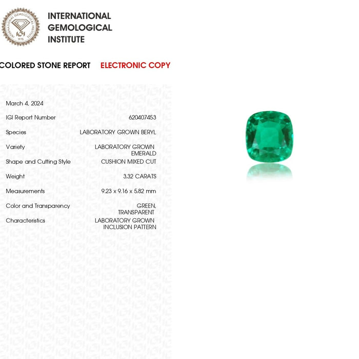 Colombian Emerald Cushion Cut Gemstone