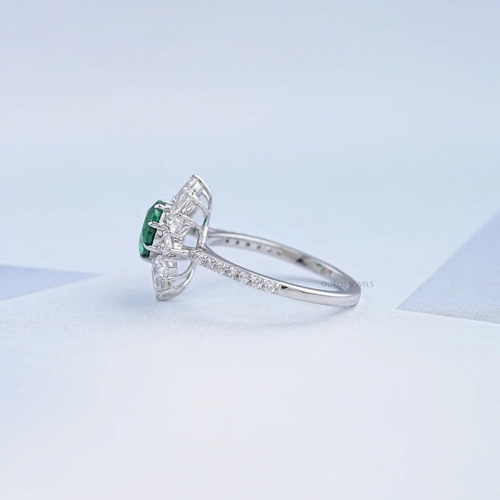 Gemstone Cushion Shape Halo Diamond Ring