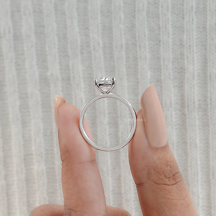 close view of igi certified cushion cut diamond solitaire engagement ring