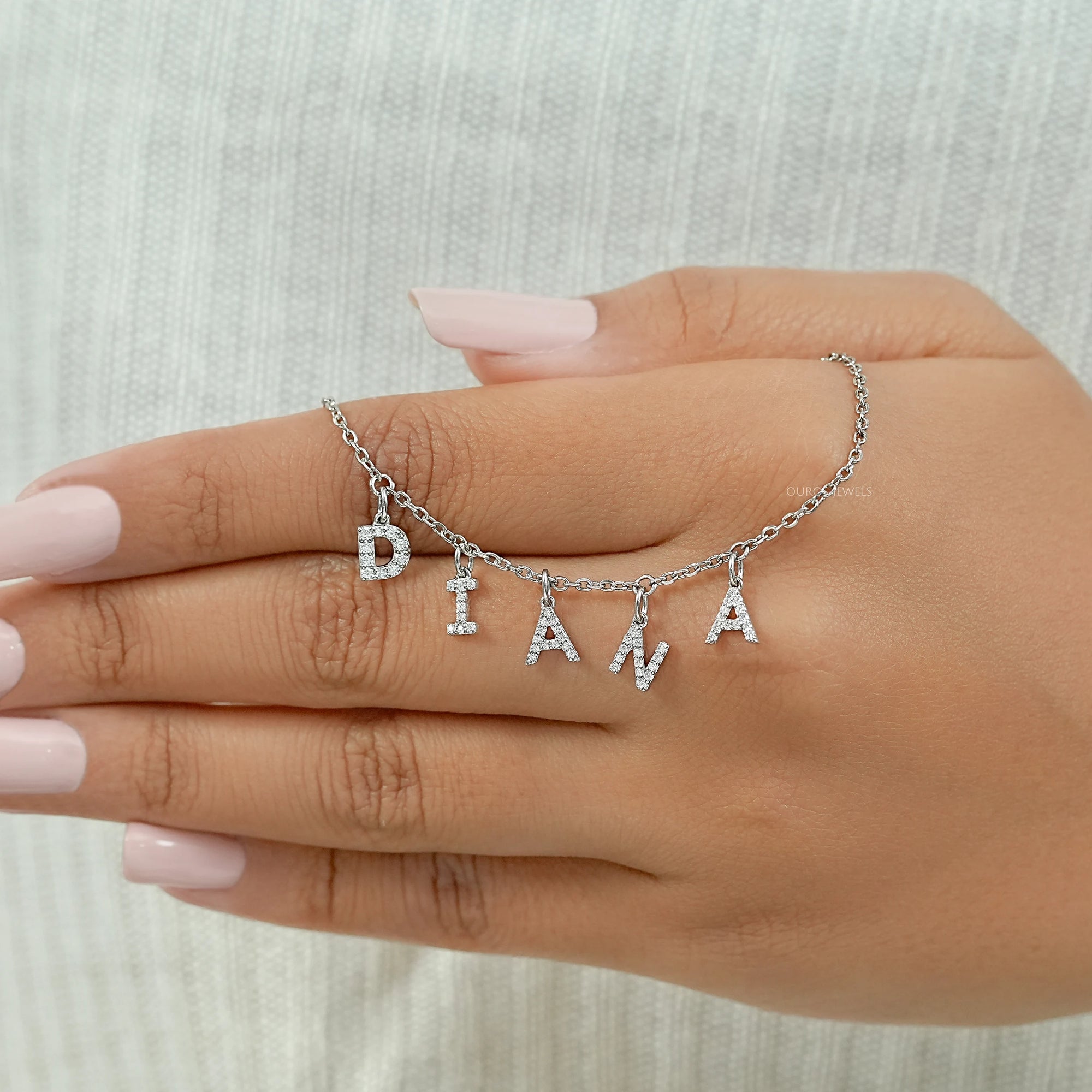 DIANA Letter Round Cut Customize Pendant Necklace