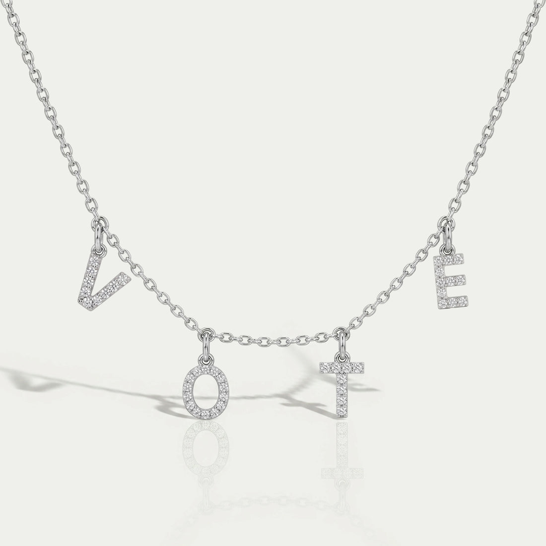 Customize VOTE Letter Round Cut Pendant Necklaces