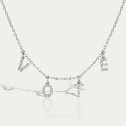 Customize VOTE Letter Round Cut Pendant Necklaces