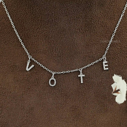 Customize VOTE Letter Round Cut Pendant
