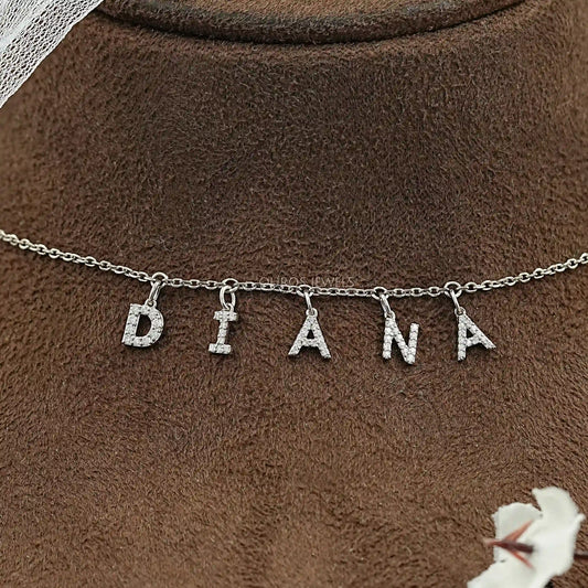 DIANA Letter Round Cut Customize Pendant Necklace Necklaces