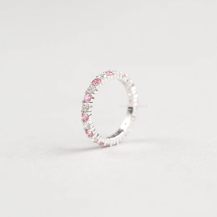 Pink Round Cut Lab Diamond Full Eternity Band