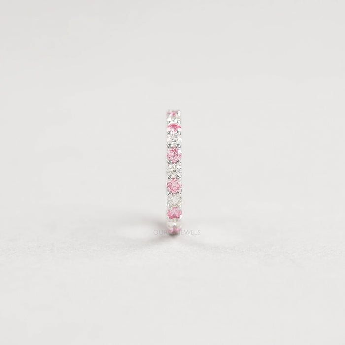 Pink Round Cut Lab Diamond Full Eternity Band