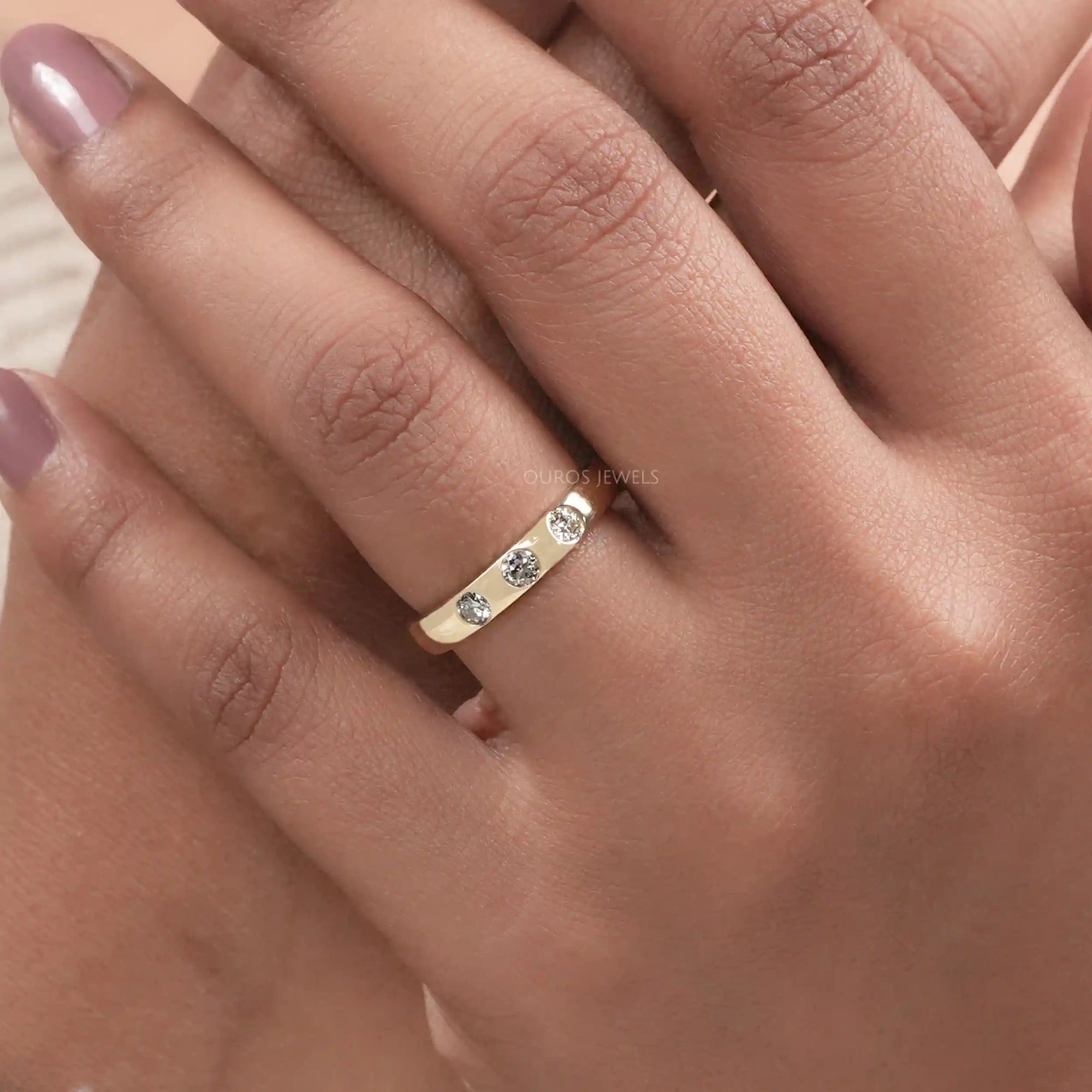 OEC Round Cut Lab Diamond Gypsy Set Band Ring