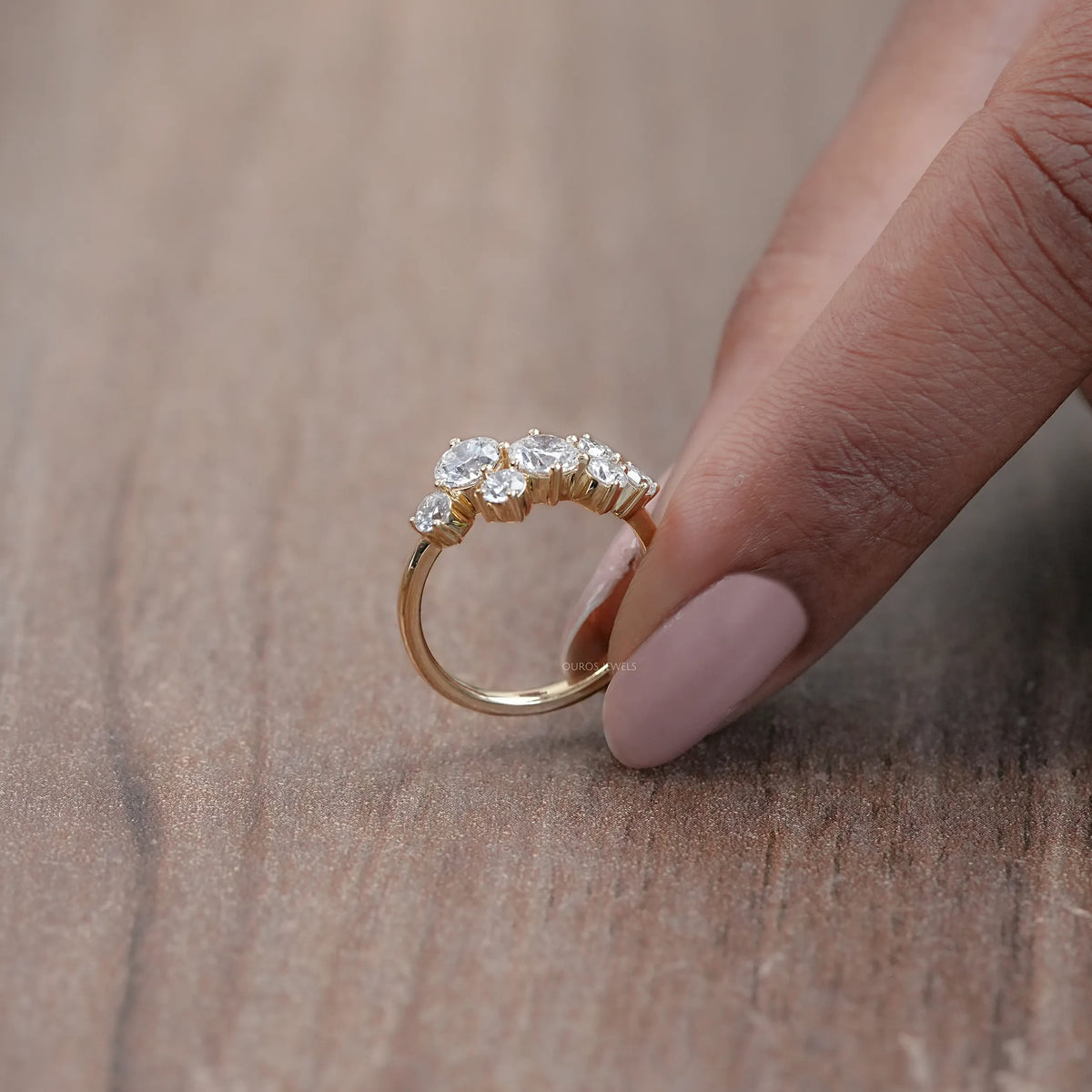 Round Lab Diamond Cluster Dainty Wedding Ring Rings
