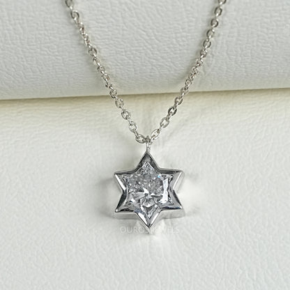 David Star Lab Diamond Bezel Set Solitaire Pendant Necklaces