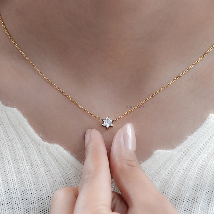 David Star Lab Diamond Bezel Set Solitaire Pendant 