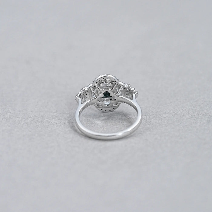 Halo Moon Halo Black Diamond  Engagement  Ring