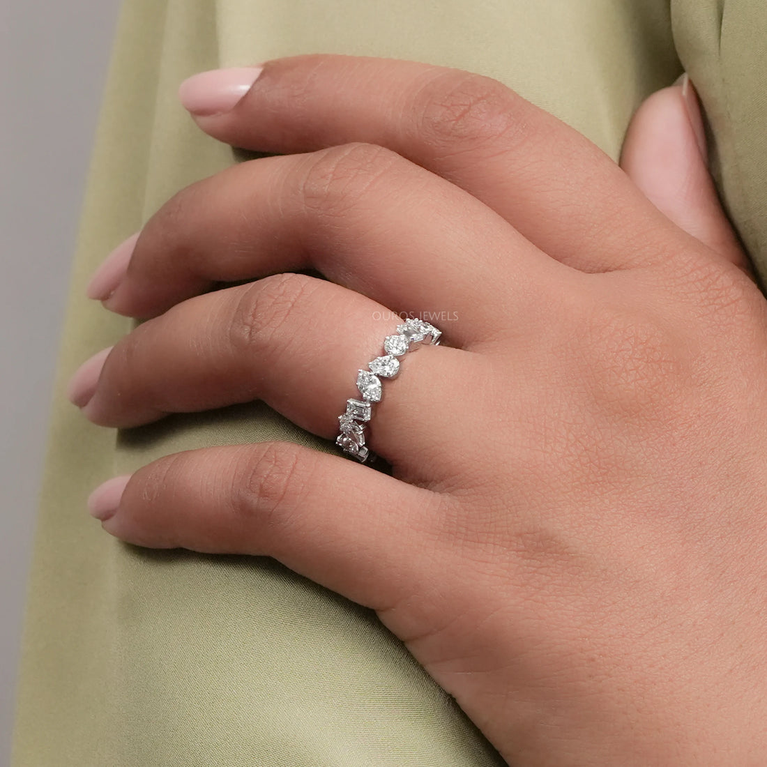 Multi Shape Lab Diamond Full Eternity Wedding Band Rings