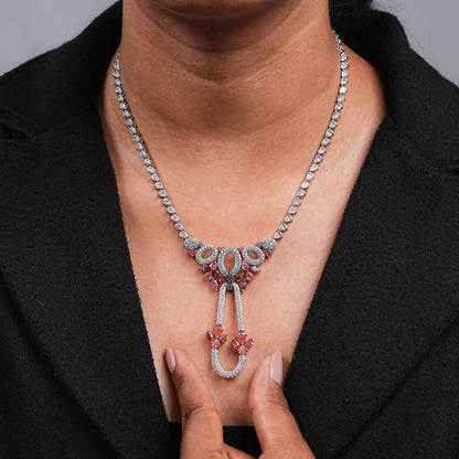 Pear And Round Shape Cluster Diamond Bridal Necklace Necklaces