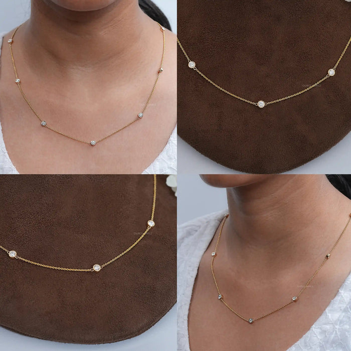 Round Lab Grown Diamond By Yard Necklace