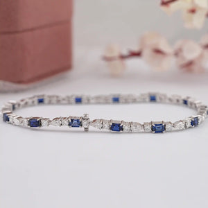 Emerald Cut Sapphire And Lab Dimond Bracelet