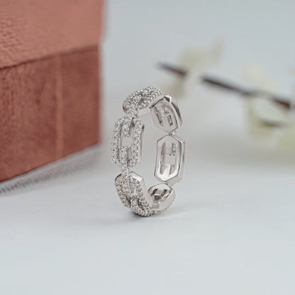 Round Cut Lab Diamond Chain Link Wedding Ring Rings