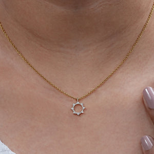 Round Diamond Sun Outline Circle Pendant