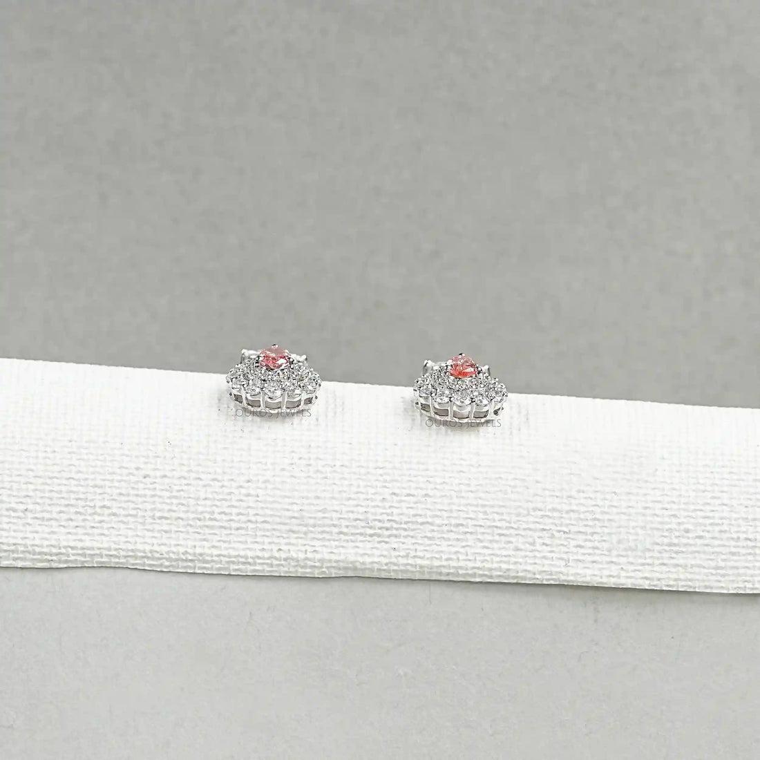 Pink Pear Shape Double Halo Drop Earrings Earrings