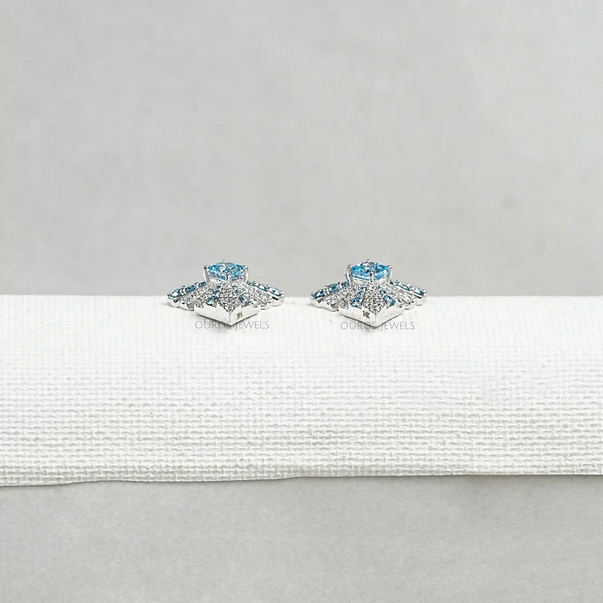 Blue Geometric Diamond Drop Earrings Earrings