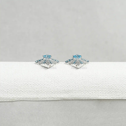 Blue Geometric Diamond Drop Earrings Earrings
