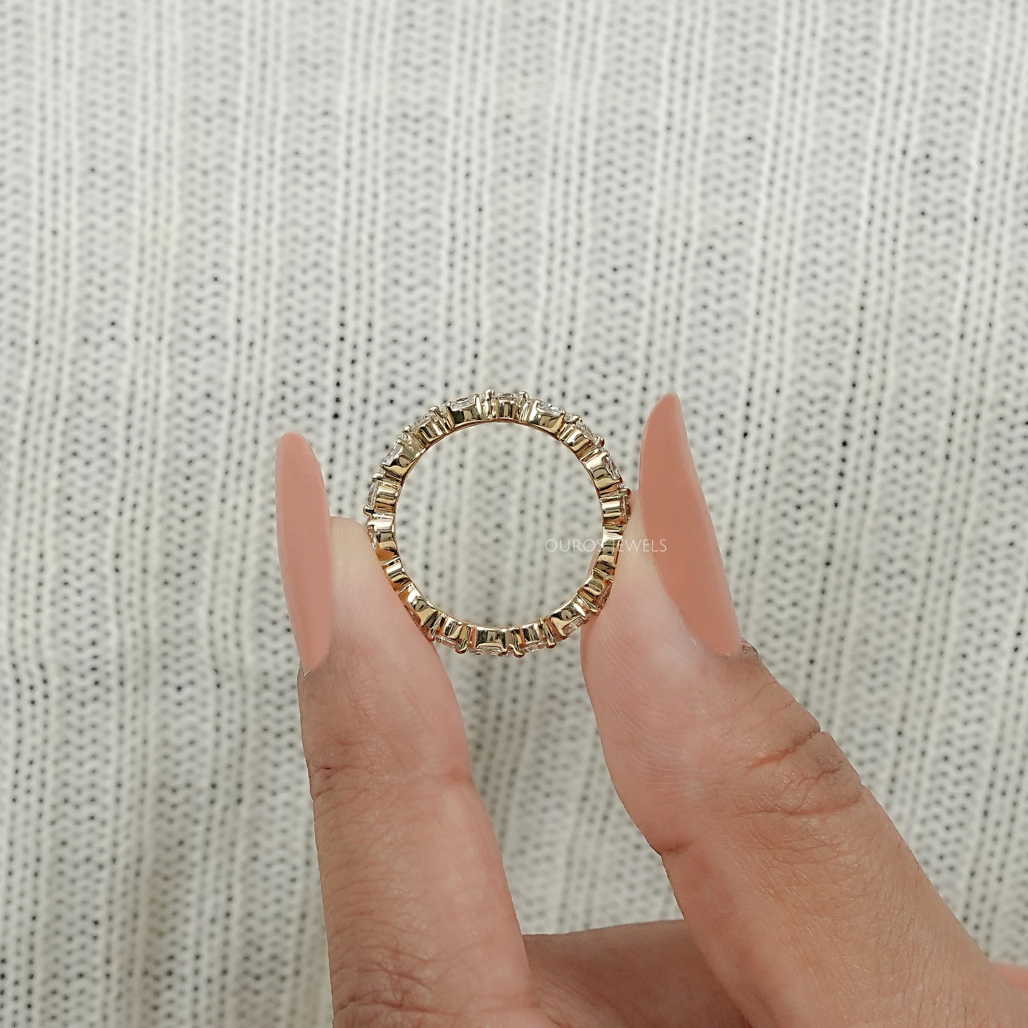 Marquise And Round Diamond Eternity Band Ring