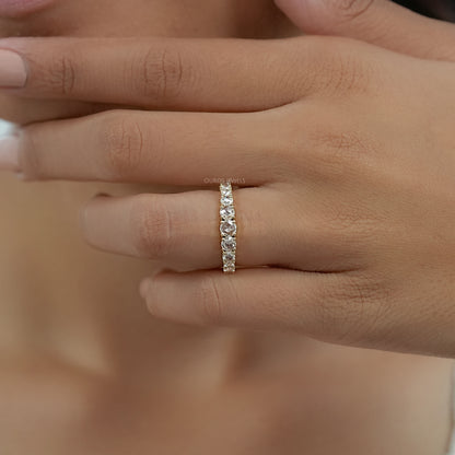 Rose Cut Round Diamond Half Eternity Band