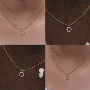 Round Diamond Sun Outline Circle Pendant