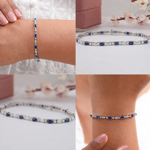 Emerald Cut Sapphire And Lab Dimond Bracelet