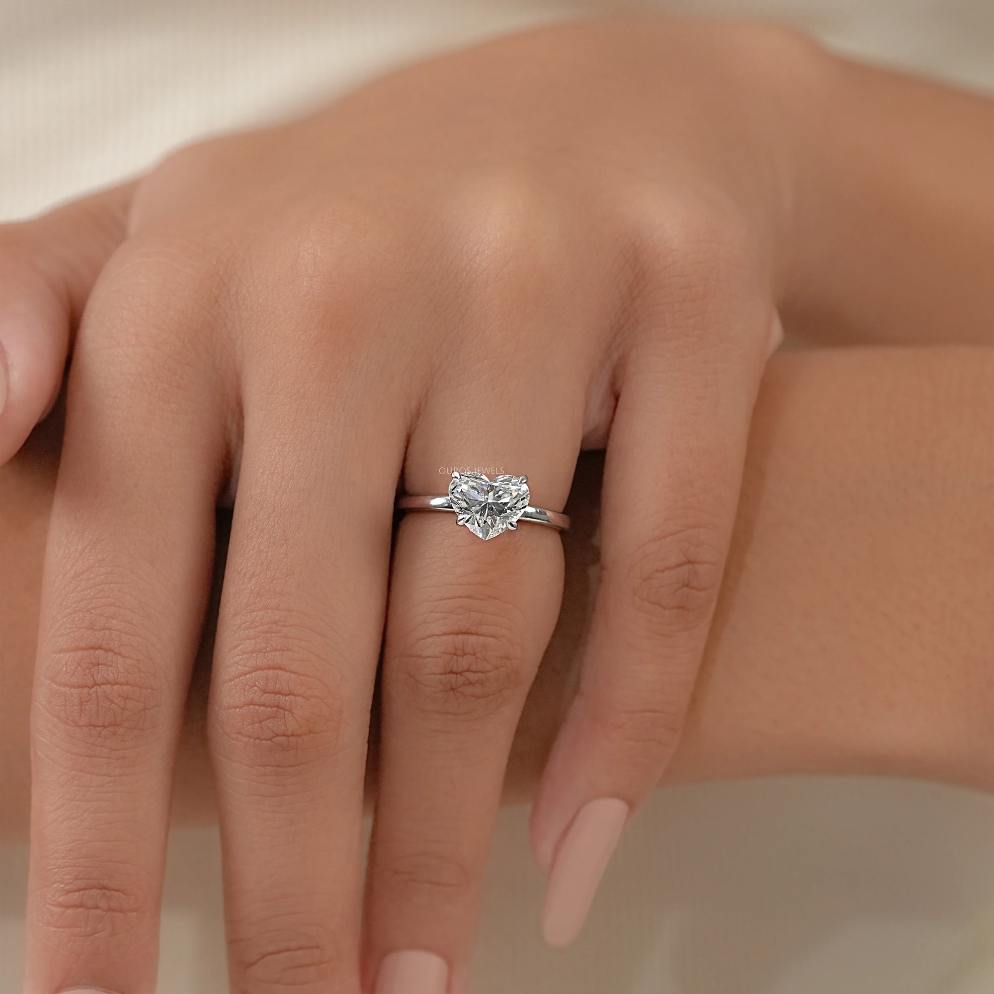Heart Diamond Tulip Set Solitaire Ring