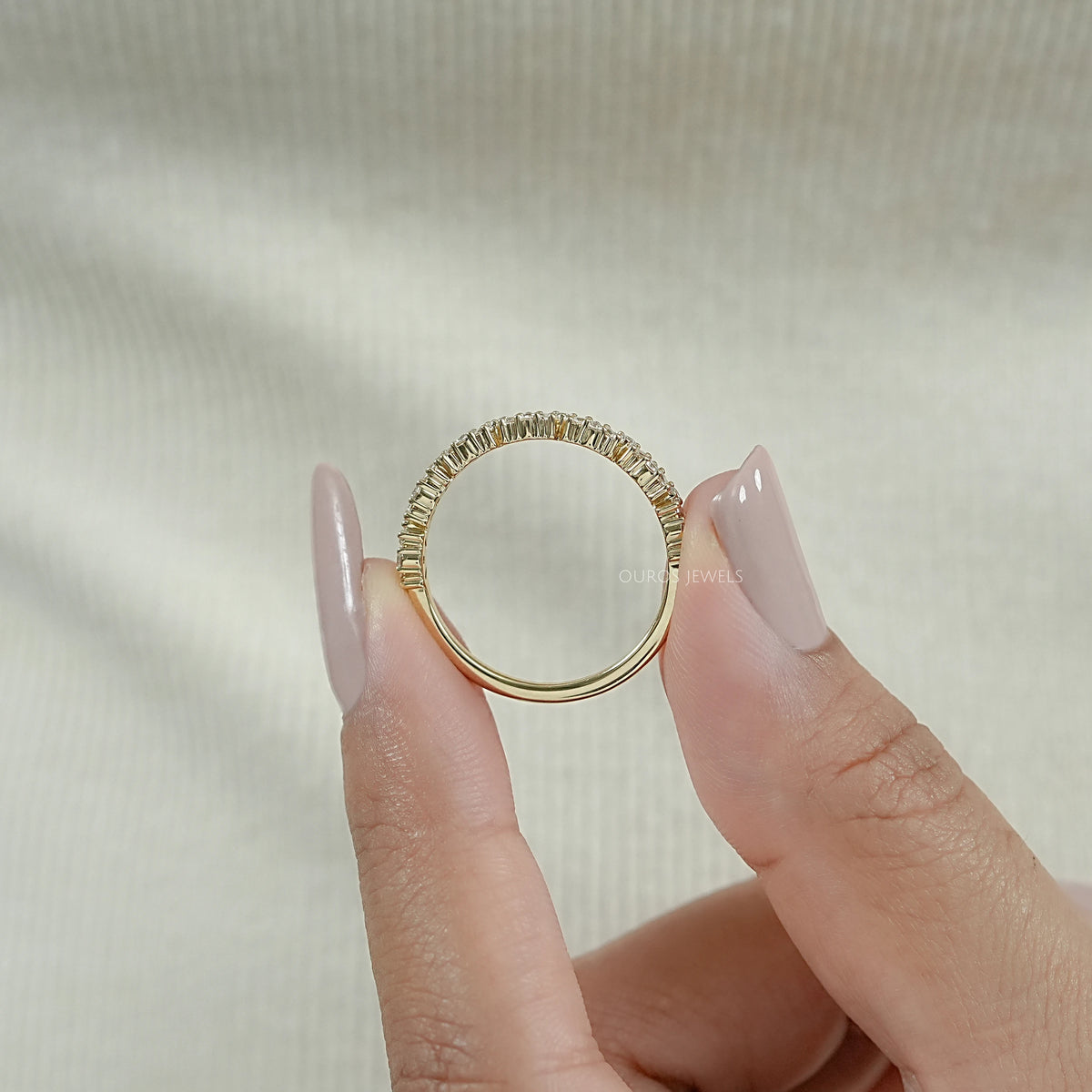 Baguette And Round Diamond Wedding Band Rings