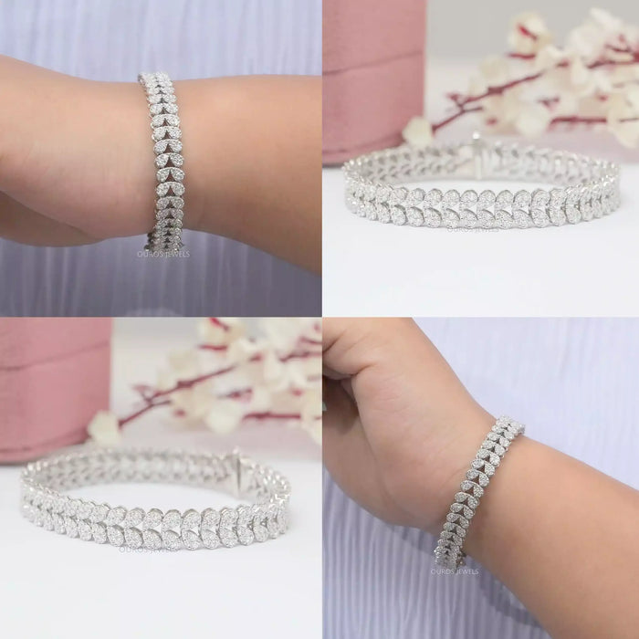 Iced Out Cluster Diamond Tennis Bracelet