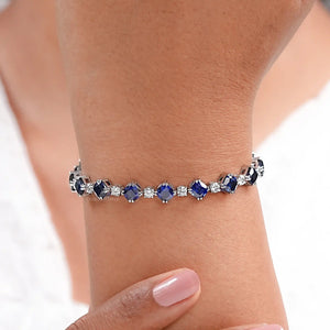 Alternating Cushion Sapphire and Diamond Link Bracelet