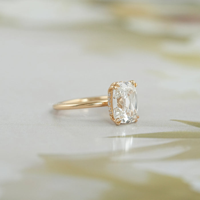 Elongated Old Mine Cushion Cut Diamond Ring