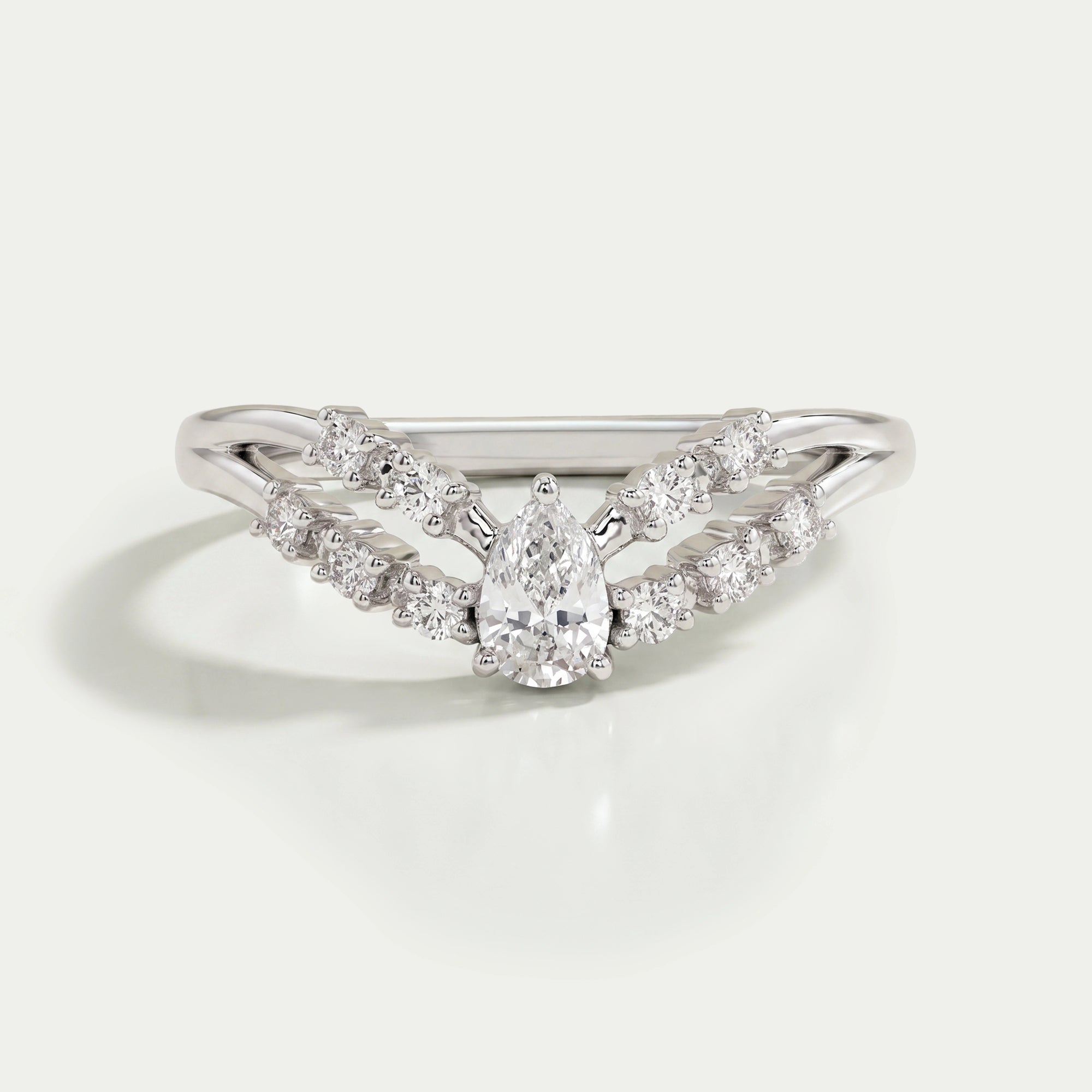 Pear Diamond Double Curved Band Rings