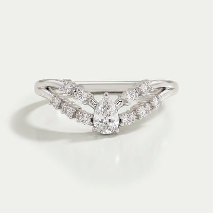 Pear Diamond Double Curved Band Rings