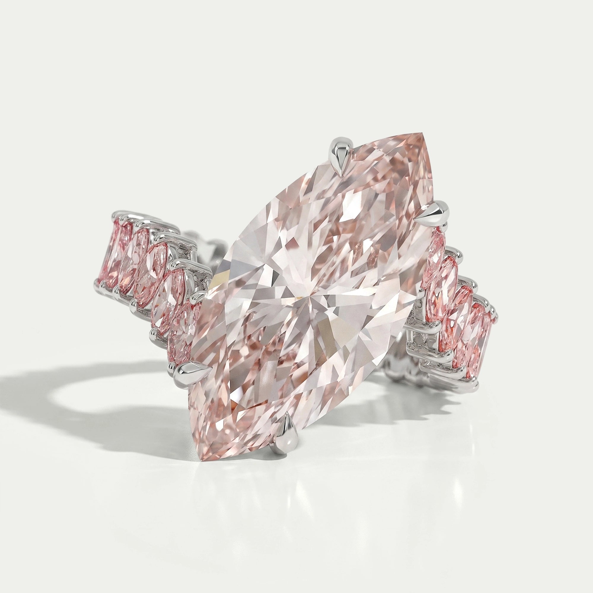 Fancy Pink Marquise Lab Diamond Bypass Ring Ring