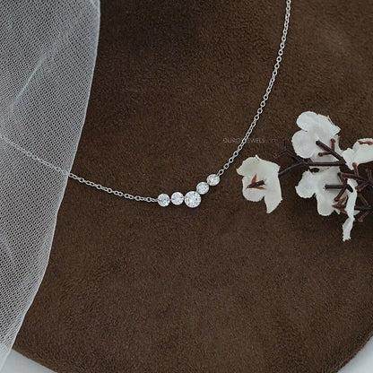 Five Stone Round Diamond Drill Necklace Necklaces