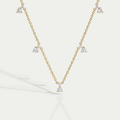 Round Diamond Drop Station Necklace Necklaces