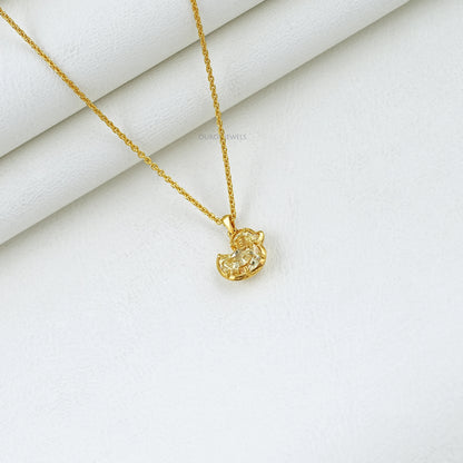 Yellow Duck Cut Diamond Bezel Set Pendant