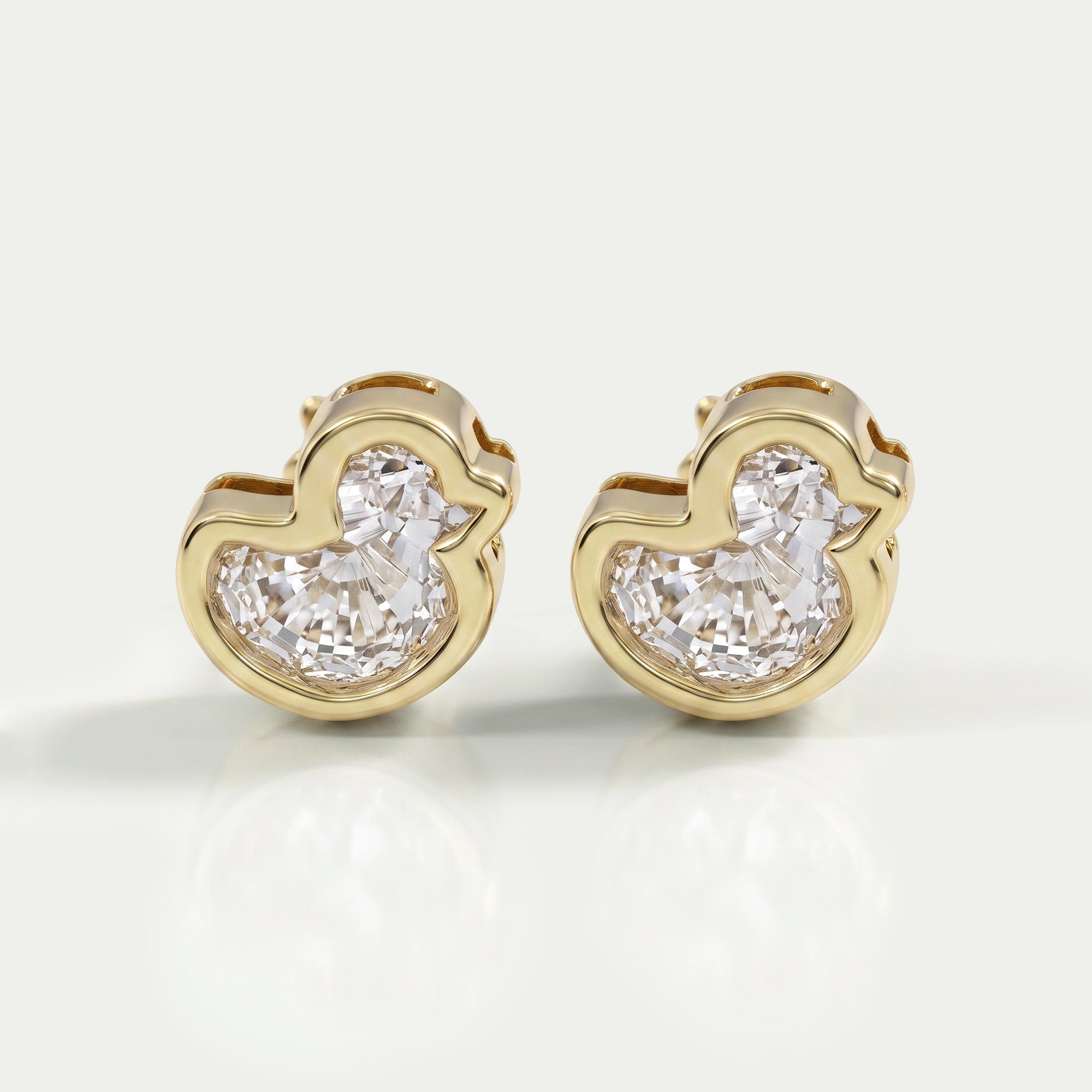 Duck Cut Lab Diamond Bezel Set Stud Earrings 