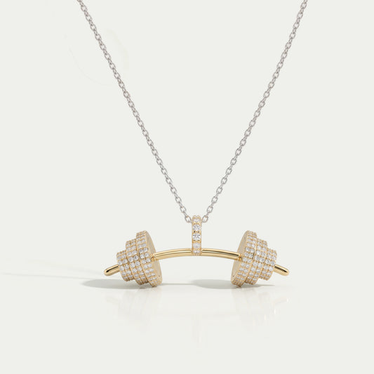 Round Diamond Dumbbell Pendant Necklace