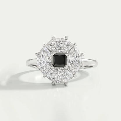 Princess Cut Lab Diamond Halo Dutch Marquise Ring Rings