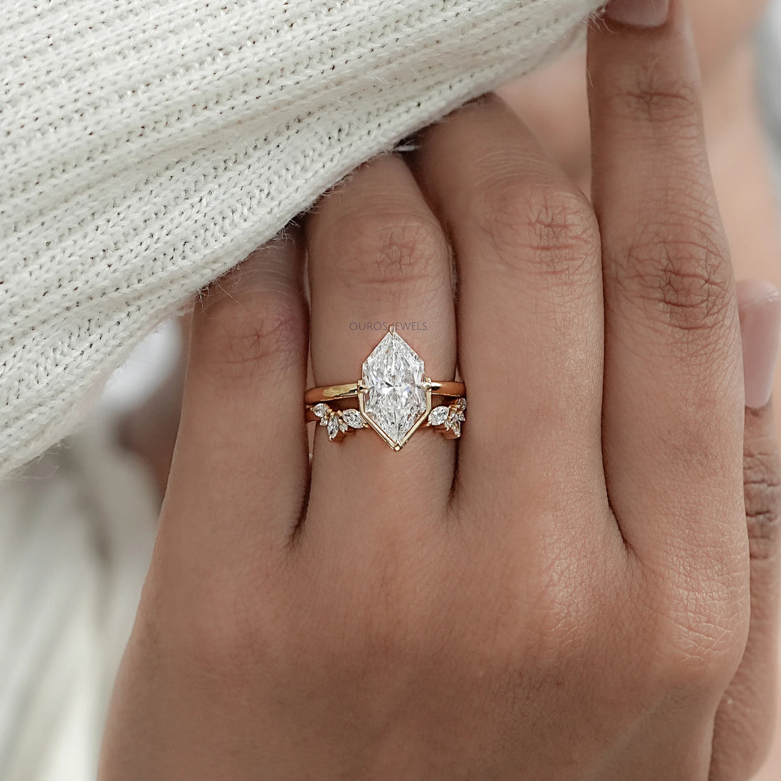 Dutch Marquise Shape Lab Diamond Ring Set Rings