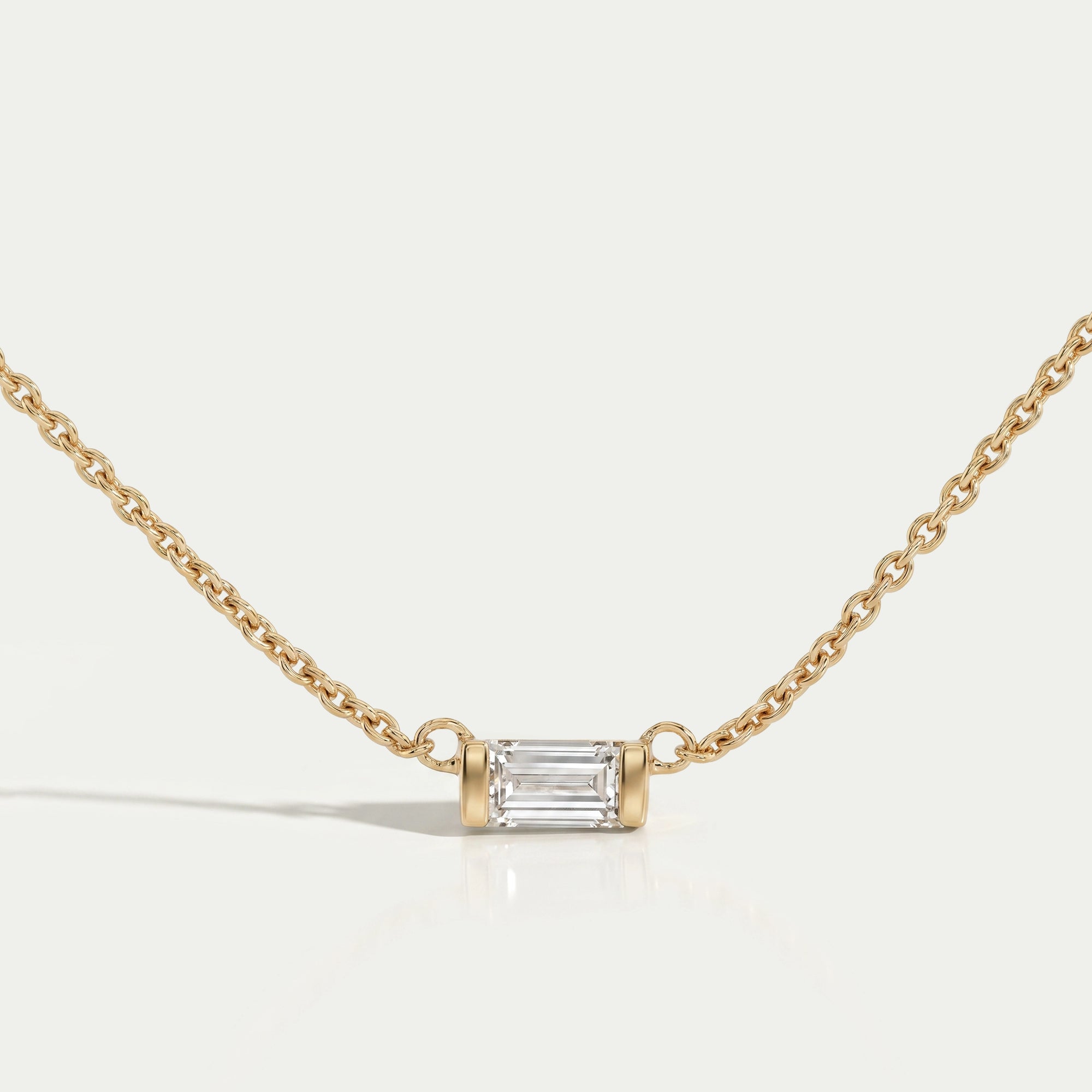 East West Baguette Cut Lab Diamond Pendant 
