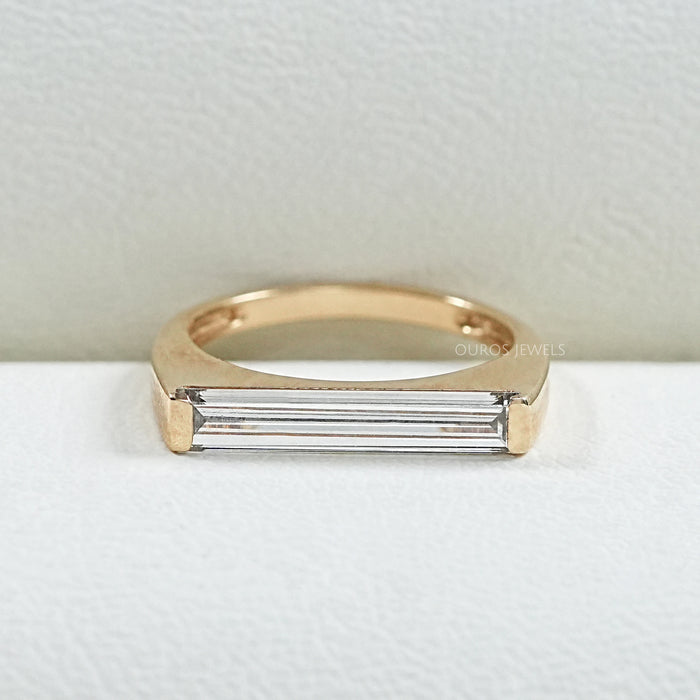 East West Baguette Lab Diamond Solitaire Ring